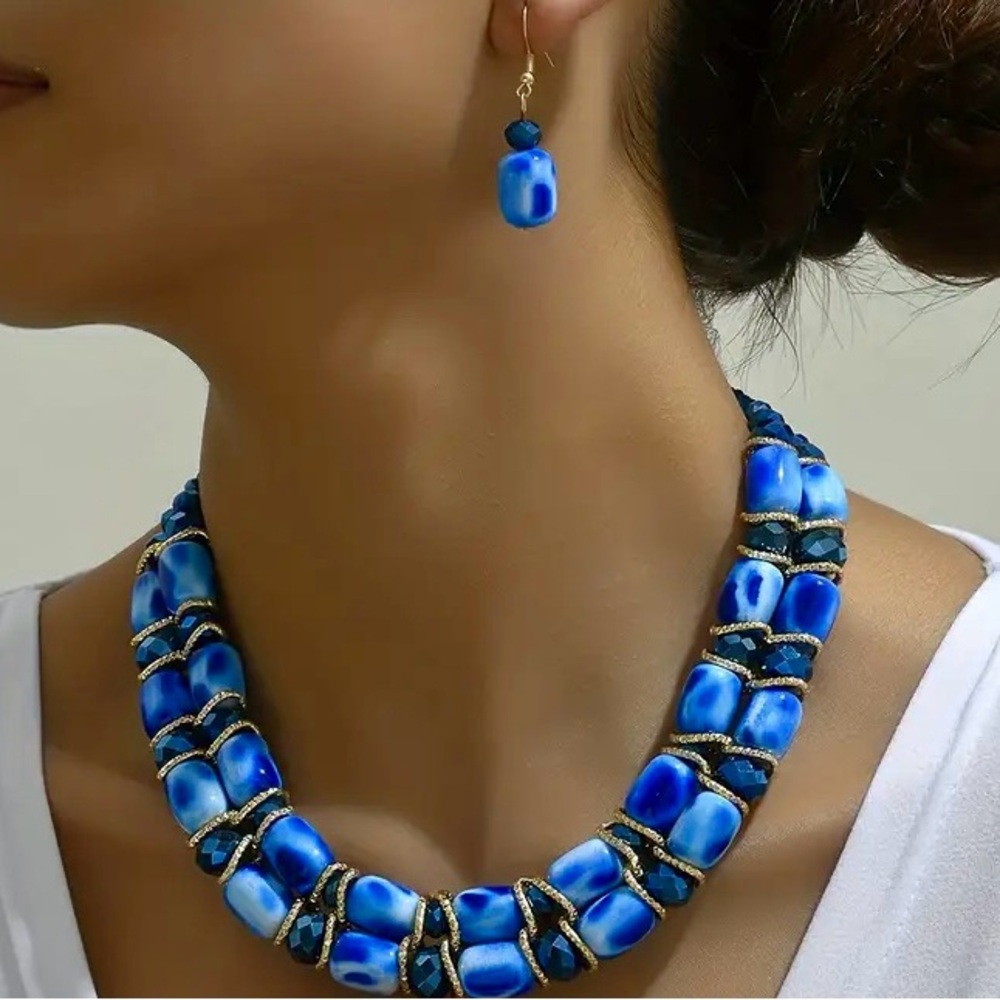 NW/Package~Four Piece Set of Colorful Necklace, Bracelet, and Earring Set